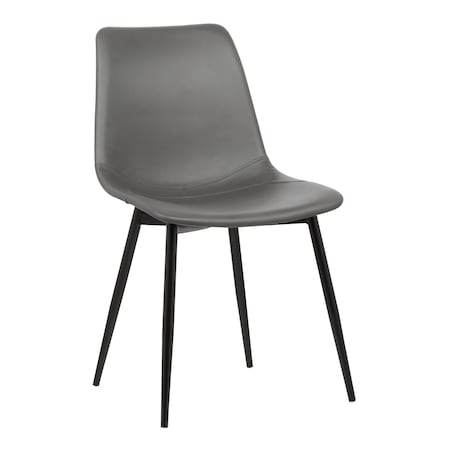 Armen Living Monte Contemporary Dining Chair in Gray Faux Leather with Black Metal Legs LCMOCHGREY